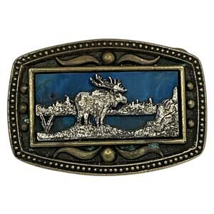 CII Holographic Moose Belt Buckle Mens Vintage Collectible Wildlife